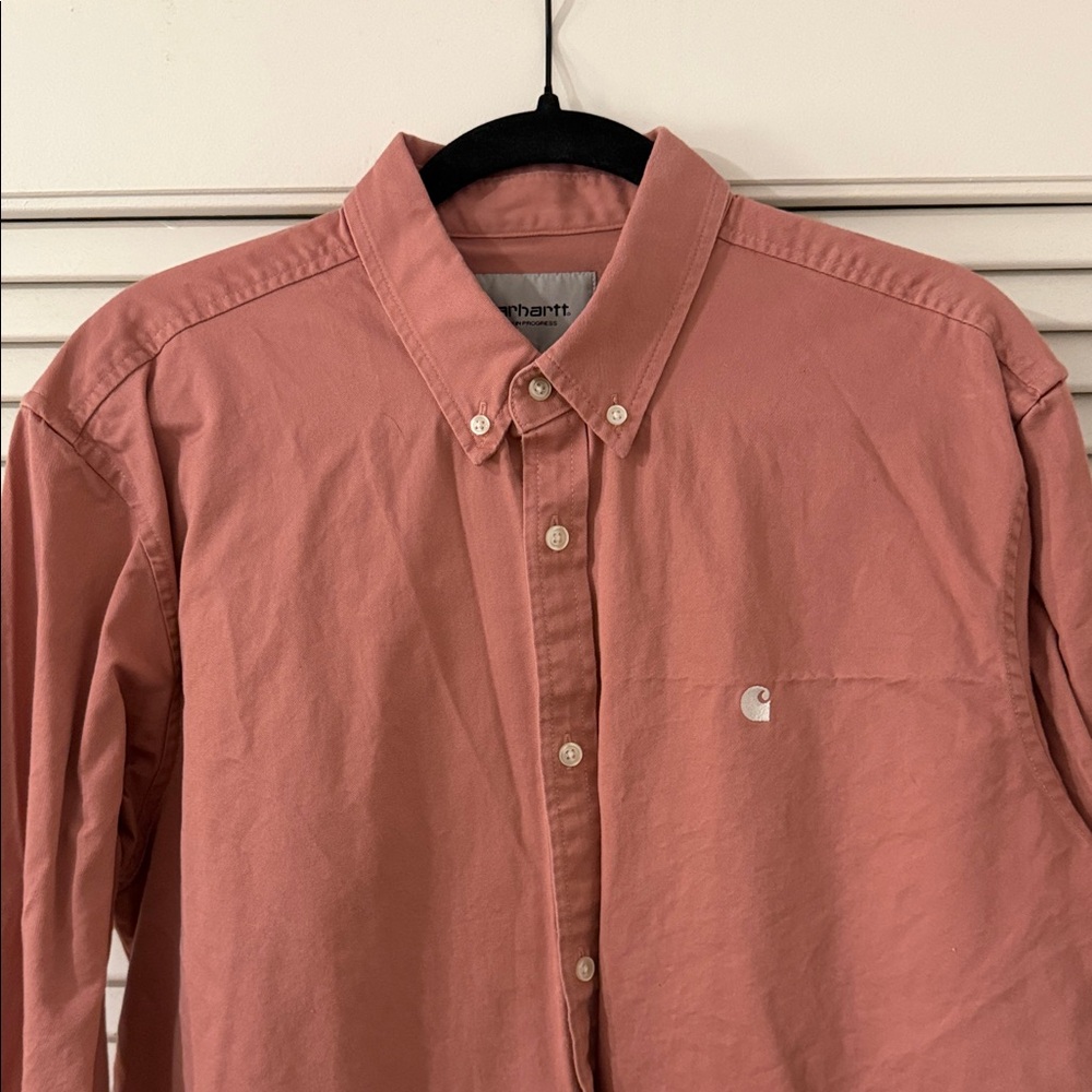 Carhartt Men’s Button-Down Shirt in Dusty Rose Pink